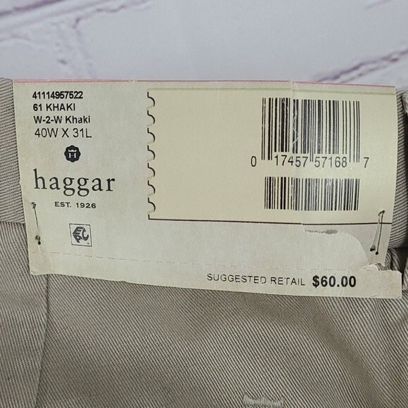 Haggar Classic Fit Comfort Waist Khaki Pants - Picture 9 of 12